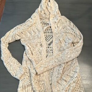Hooded knit cardigan